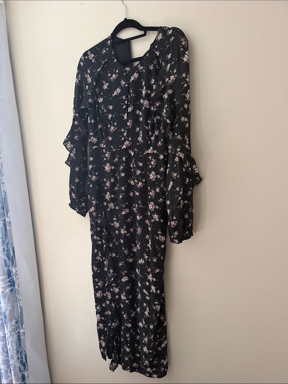 Bardot Black Floral Long Sleeve Maxi Dress